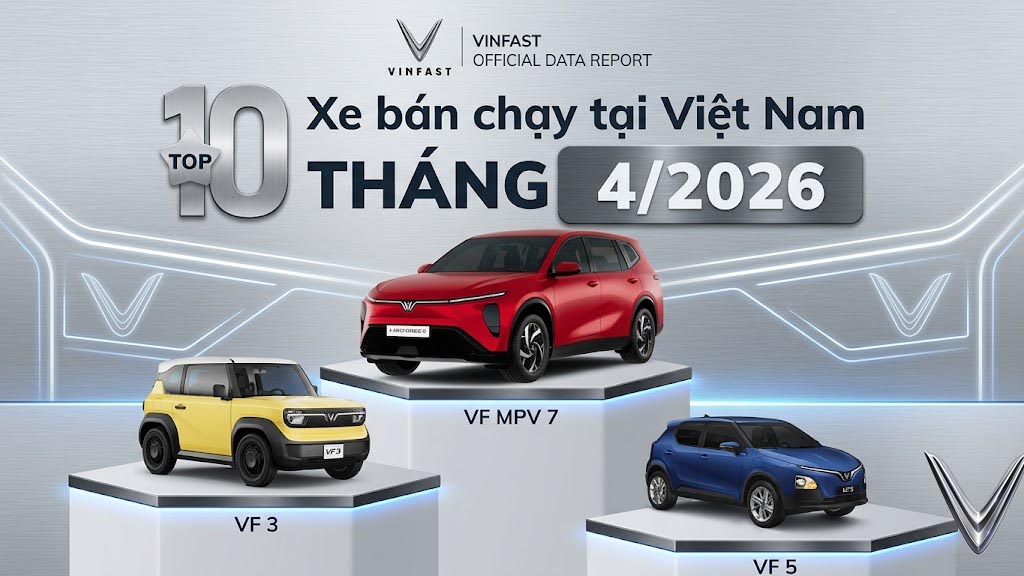 Top 10 xe bán chạy nhất tháng 4/2026
